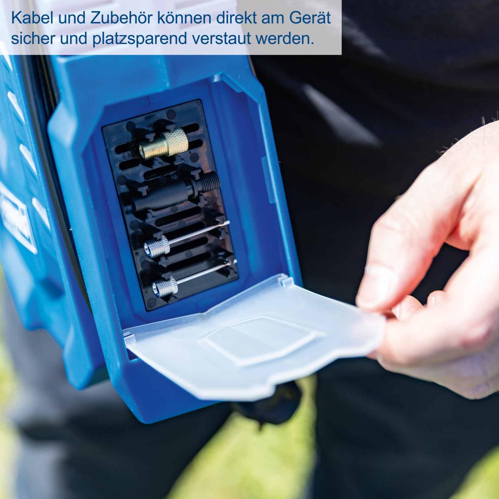 Scheppach Mobiler Kompressor Airforce 7 SC | Arbeitsdruck 8 bar | Ansaugleistung 24 L/min | Betreibbar mit AC 230 – 240 V~ / 50 Hz DC 12 V | inkl. Zubehör