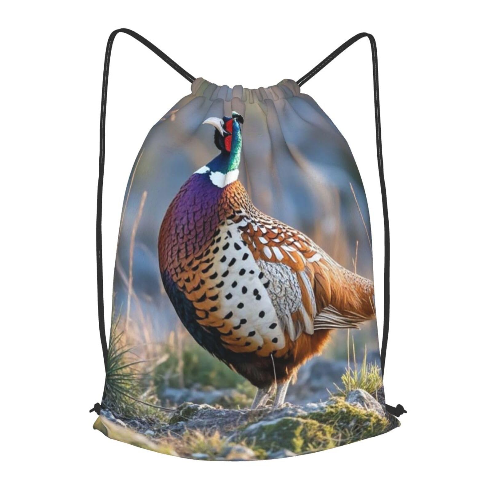 TOXOCMDKLE Drawstring Backpack Foldable Draw String Bags Pheasants Animals Sackpack Sports Gym Bag For Shopping Yoga
