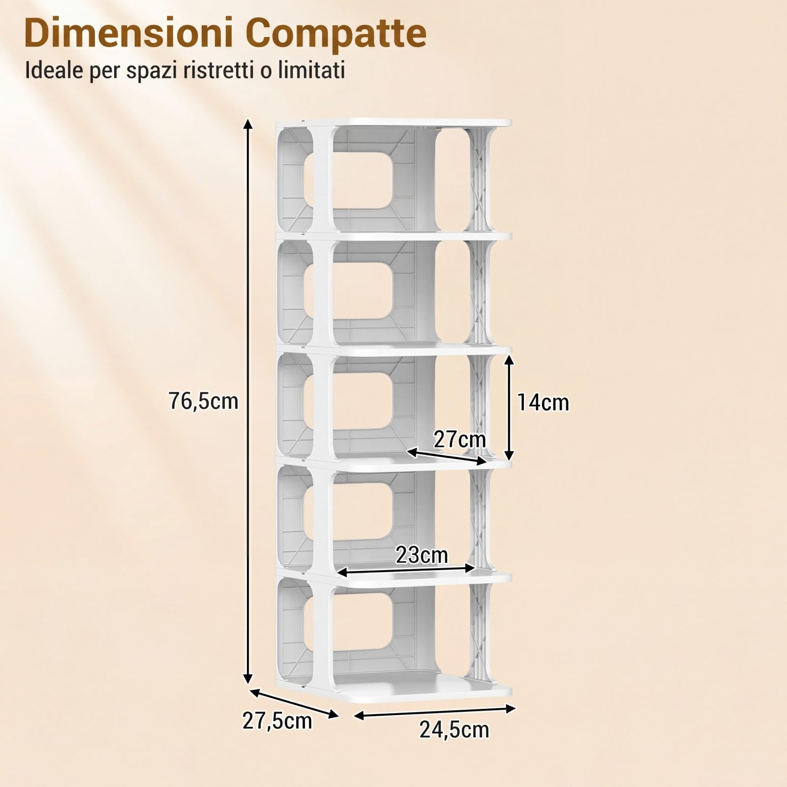 COSTWAY Scarpiera a 6 Ripiani, Scaffale Porta Scarpe Impilabile in Plastica, Organizzatore Verticale Salvaspazio per Ingresso, 27,5x24,5x76,5 cm (Bianco)
