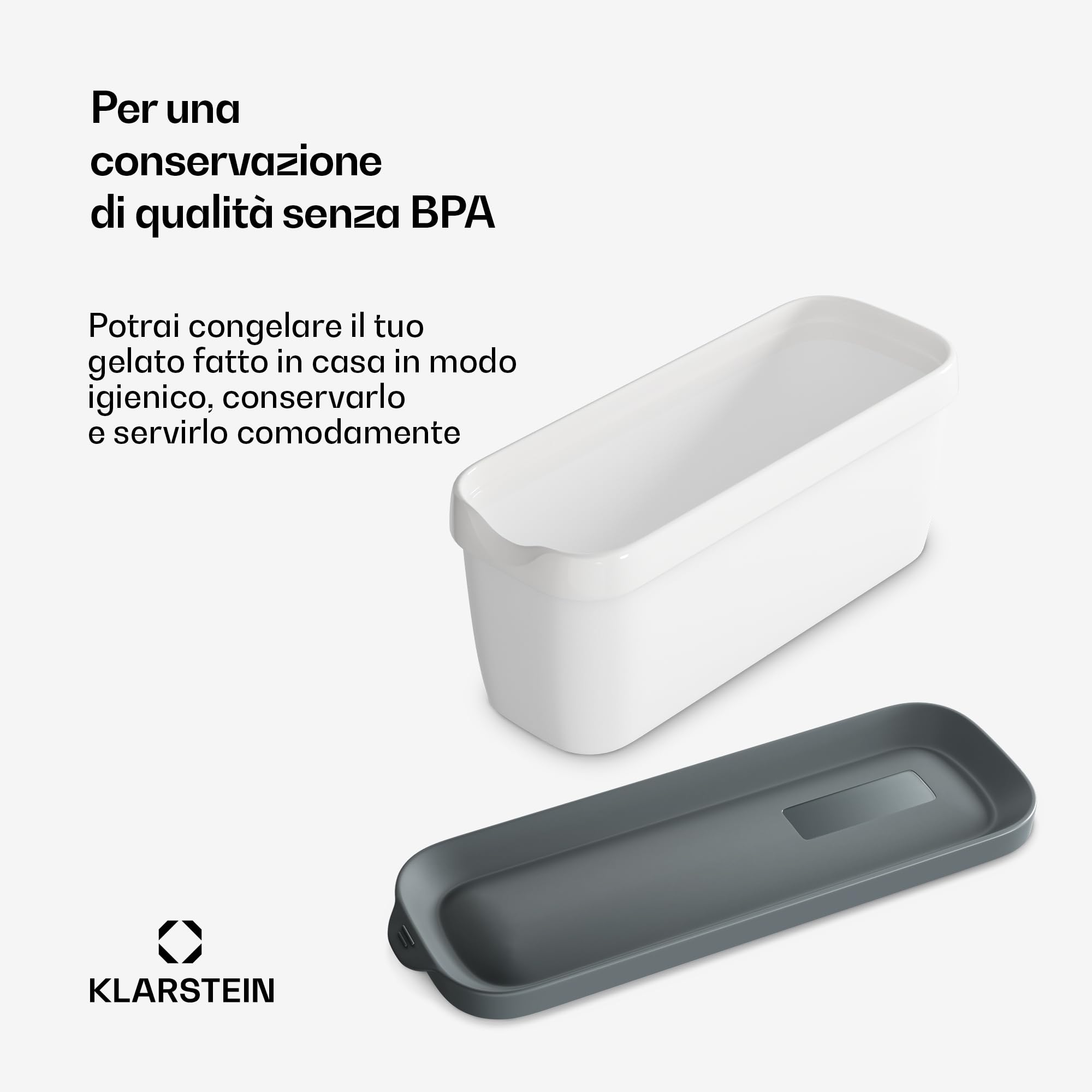 Klarstein Vaschette per Gelato 2x1,5L – Contenitori Plastica con Coperchio, Lavabili in Lavastoviglie