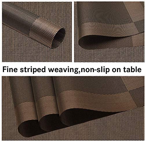 Image of YELONA Dining Table Placemats and Runner Set - Heat Resistant, Washable, Stain Resistant Mats - Woven Vinyl Plastic - Easy to Clean-(45x30 cm 4 Placemats, 180x30 cm 1 Runner)-Ideal for Stylish Dining