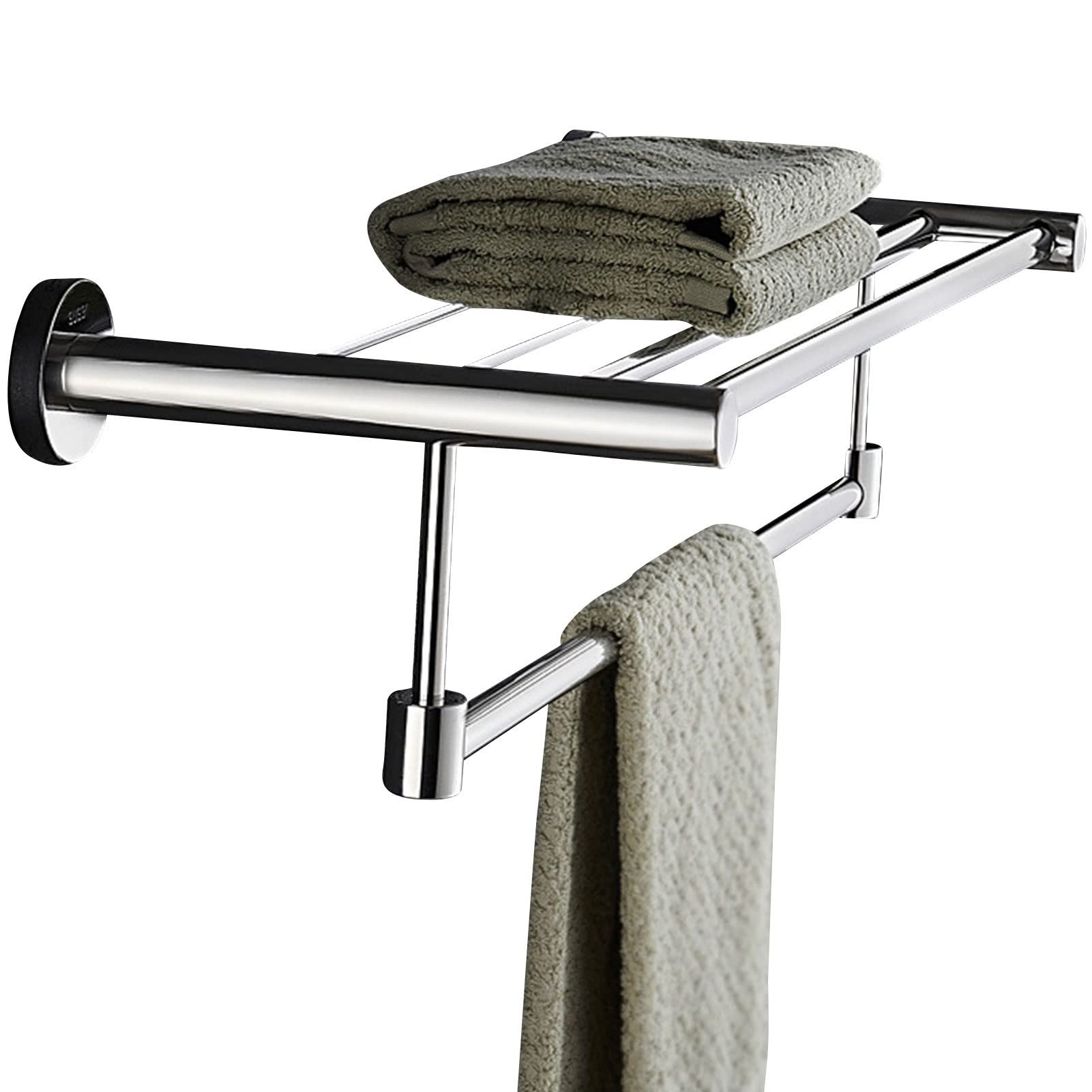 LMYSXAOZ Lengthen Towel Shelf Rod,Wall Mounted Rack with Storage Shelves,Stainless Steel Rod Bar for Bathroom Hardware and Kitchen,40cm-120cm (Size : 70cm)