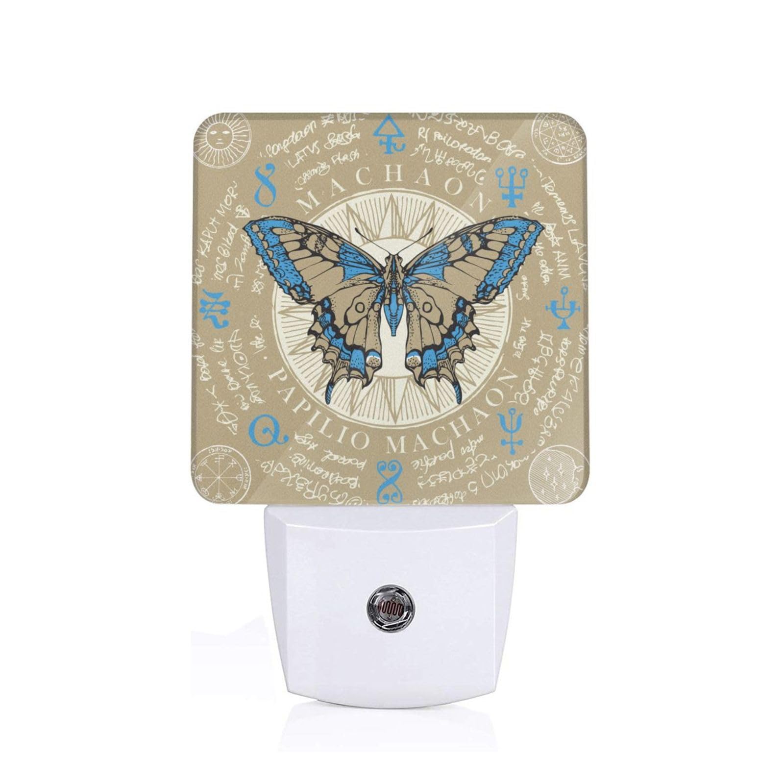Retro Papilio Night Light Dusk to Dawn Smart Sensor,White Led Nightlight for Bedroom,Bathroom,Kitchen,Hallway,Stairs,Energy Efficient,Decor Desk Lamp