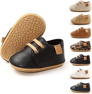 Zapatos Oxford para bebés y niñas de cuero sintético antideslizante con cordones suela de goma suave para niños pequeños