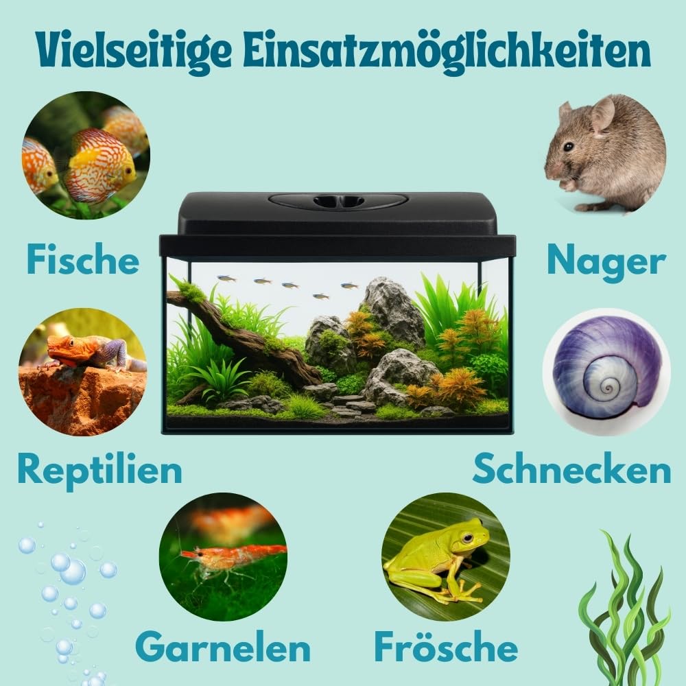 Aquarium Komplettset 60x30x30 54 L Starterset Becken mit Abdeckung inkl. LED Beleuchtung Aquarium Set Komplett