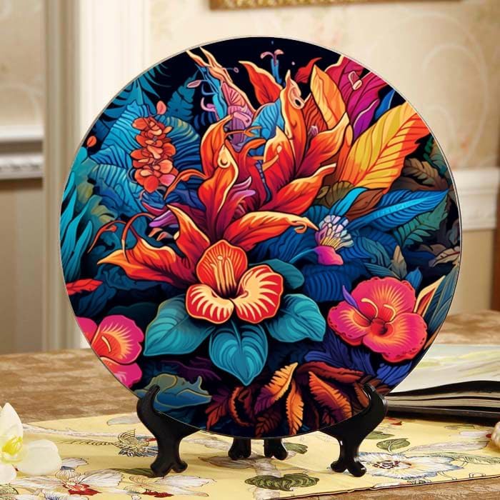 Peaceful Seaside 10-inch Ceramic Plate for Wall Display or Tabletop, with Stand & Hook DP-628296563