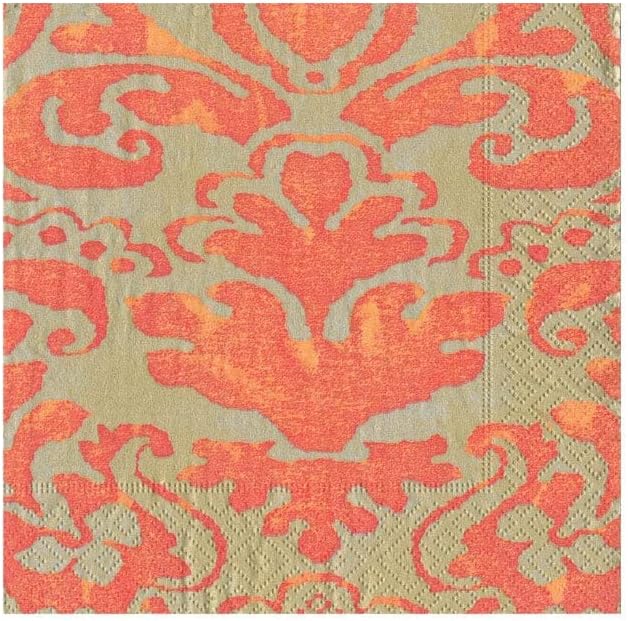 Caspari Palazzo Paper Party Cocktail Napkins in Coral, 20 Per Package
