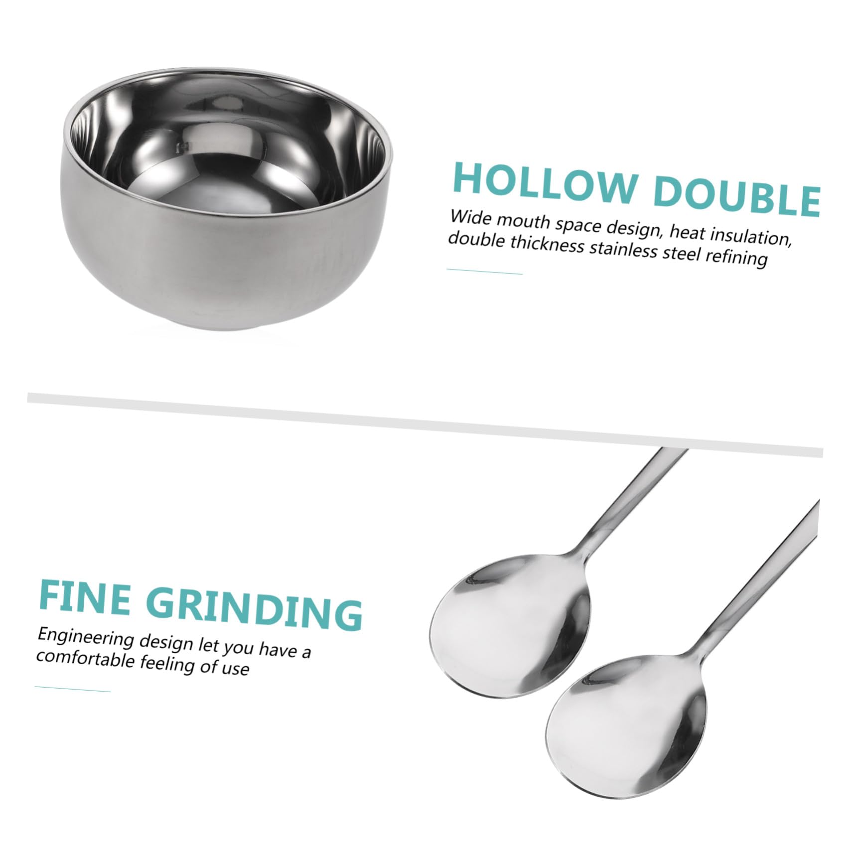 Edelstahl Besteck Set Teilig Retro Design mit Schüssel Esslöffel und Essstäbchen Langlebig Wiederverwendbar Tragbar für Reisen Camping Büro und Schule Bpa Frei Vielseitig für