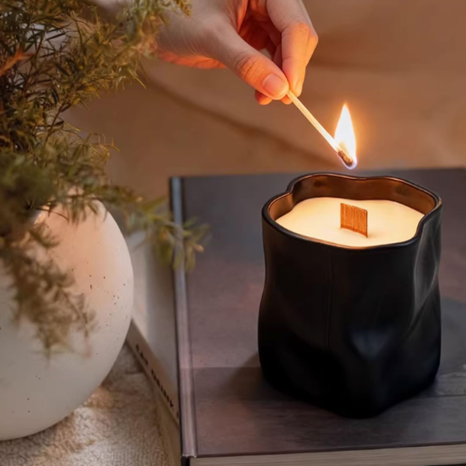 Velas de cerámica hechas con cera de soja y aceites esenciales, vela de aromaterapia reutilizable, decoración elegante for el hogar de larga duración