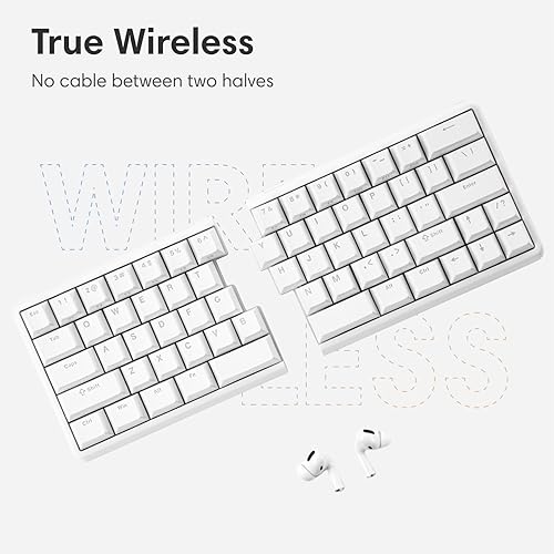 Miniatura 4 de Teclado mecánico inalámbrico ergonómico dividido, táctil, intercambiable en caliente, diseño compacto del 60%, programable para Mac y Windows,