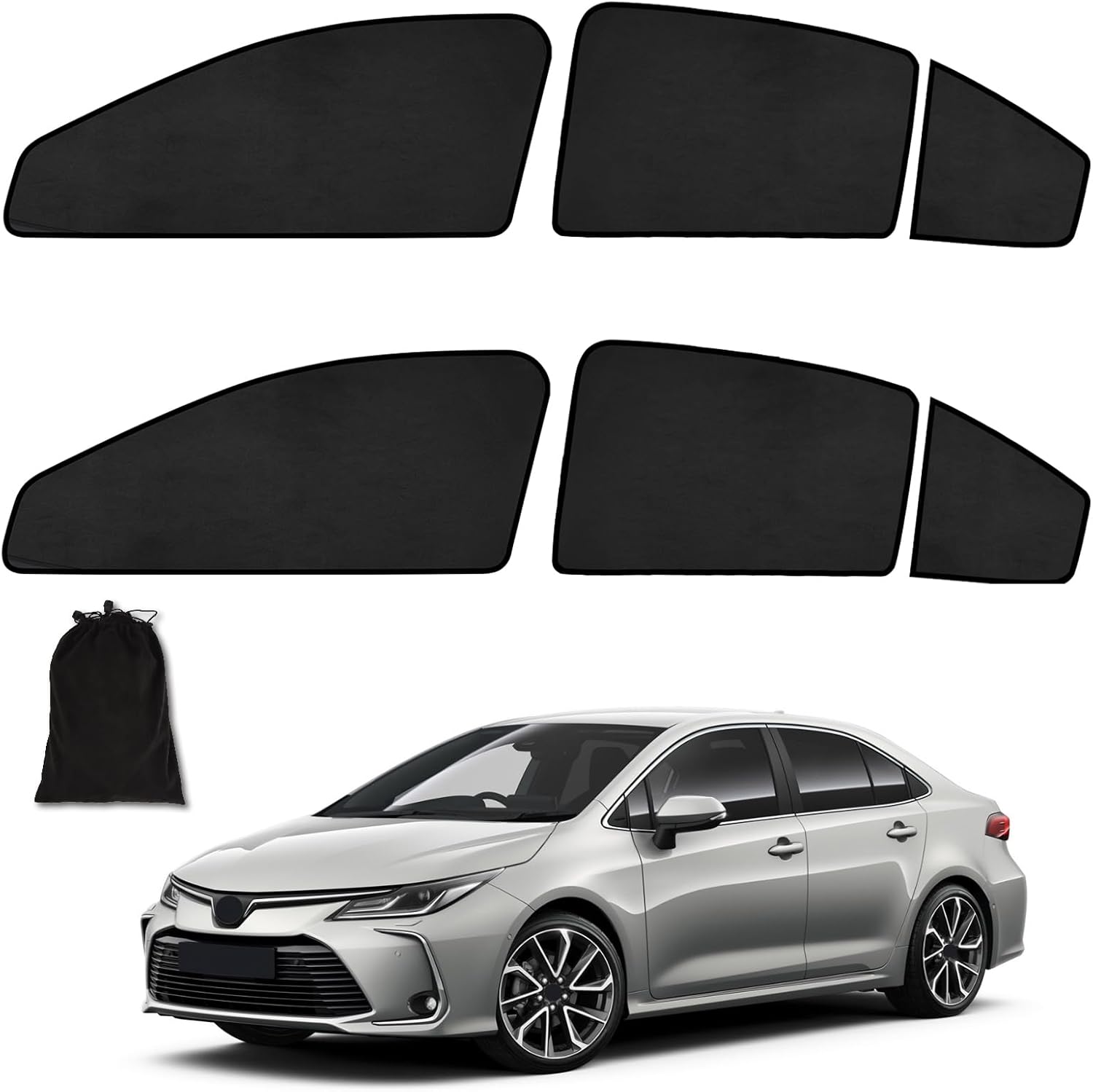 ZATOOTO Toyota Corolla Car Window Shades for 2019-2024, Suede Car Window Covers for 100% UV & Privacy Protection, Heat Insulation, Splicing Design for Rear Side Window Sun Shade for Baby