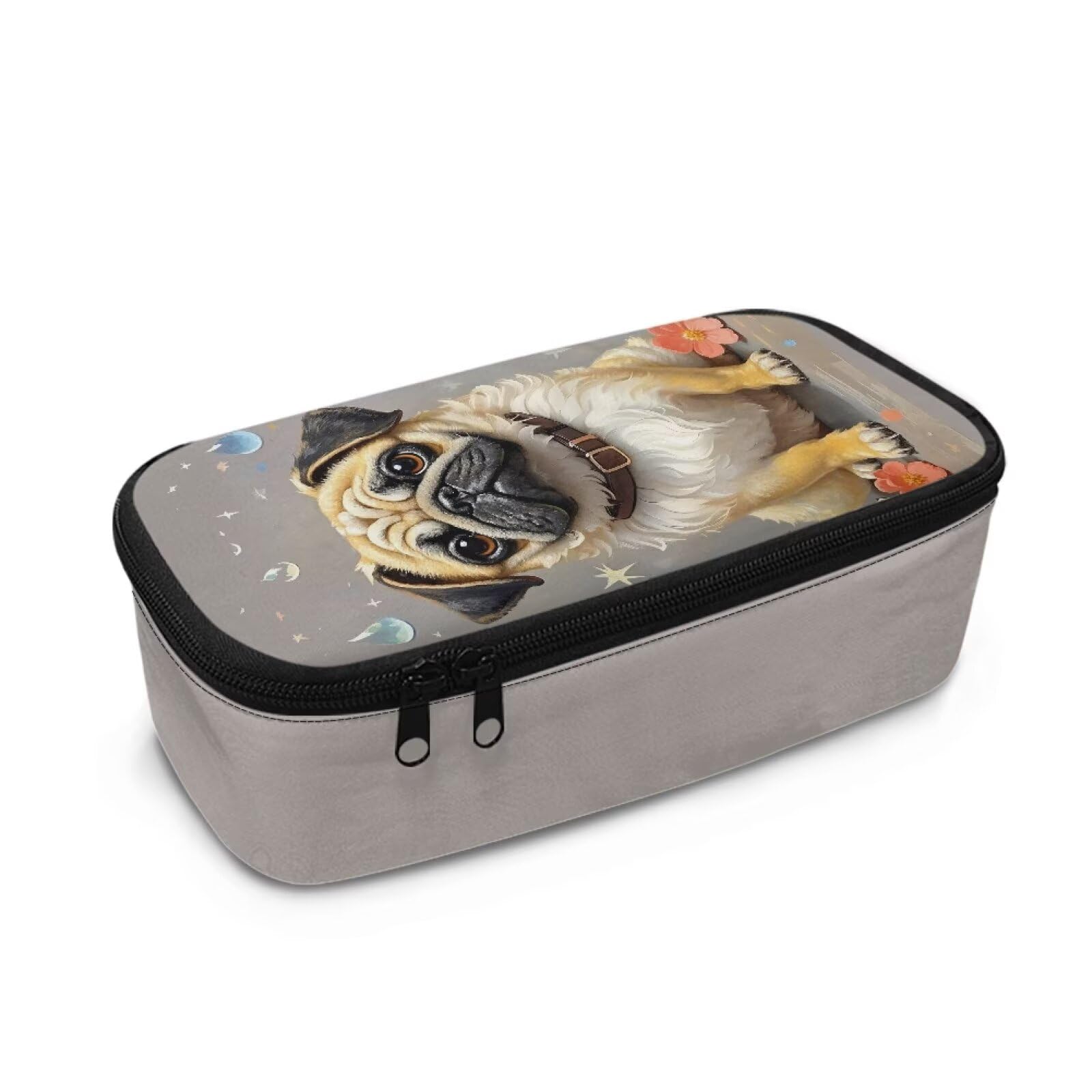 Howilath Girls French Bulldog Big Pencil Case Large Kids Dog Print Pencil Pouch Student Secondary/Primary School Stationery Pencilcase