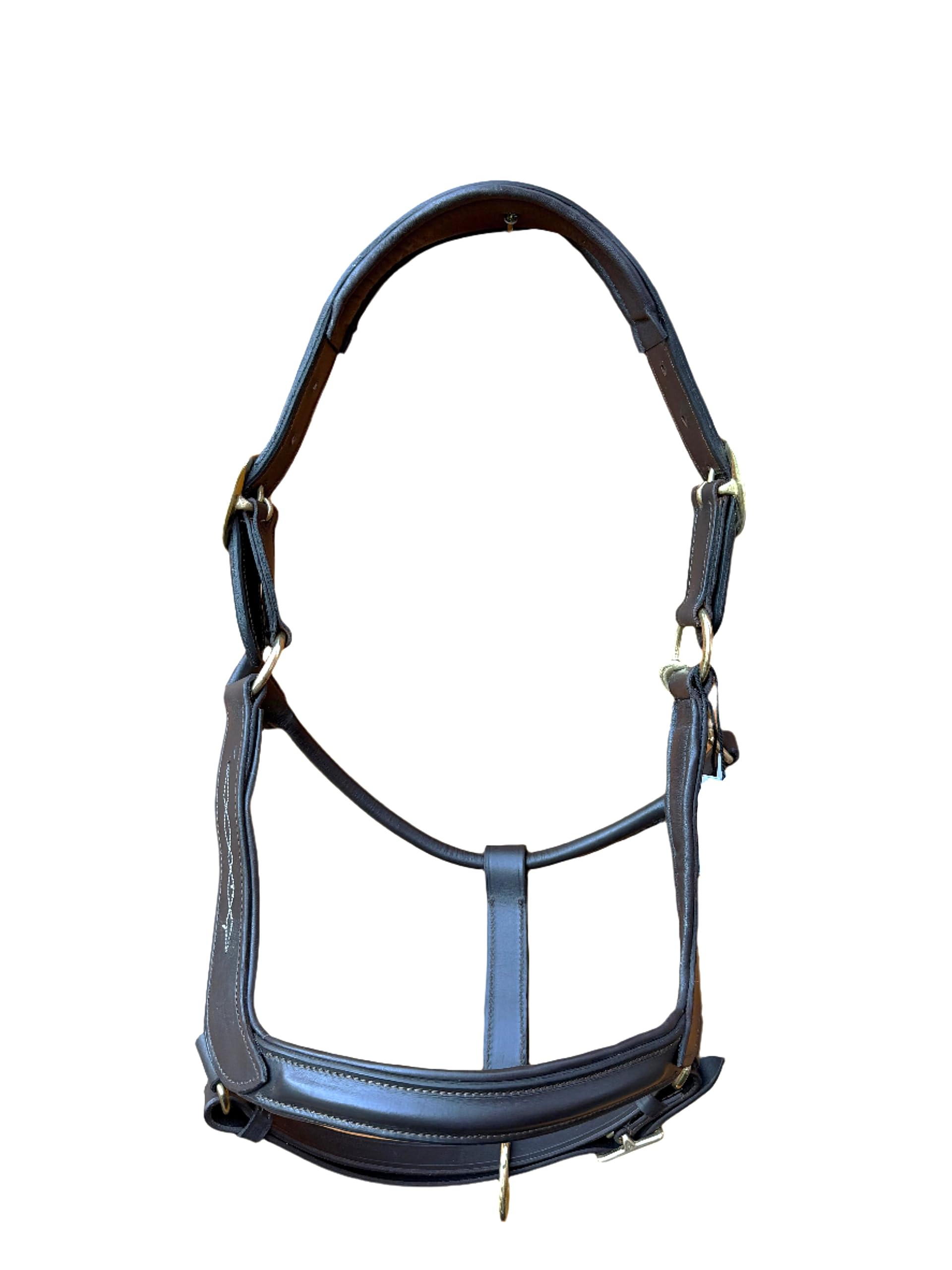 Premium Leather Anatomical Horse Brown Headcollar Halter with Brass Fittings And Comfortable Padded Design (COB)