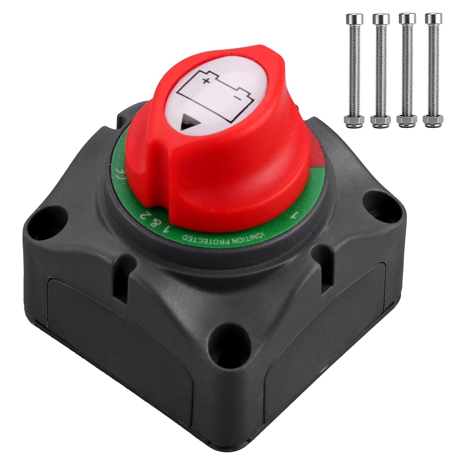 Justech Disconnettore Batteria Auto 12V/24V/48V 200A 1-2-Both-Off Interruttore Batteria Interruttore di Emergenza per Auto, Veicoli, Camper, Roulotte, Barca (On/Off) Impermeabile