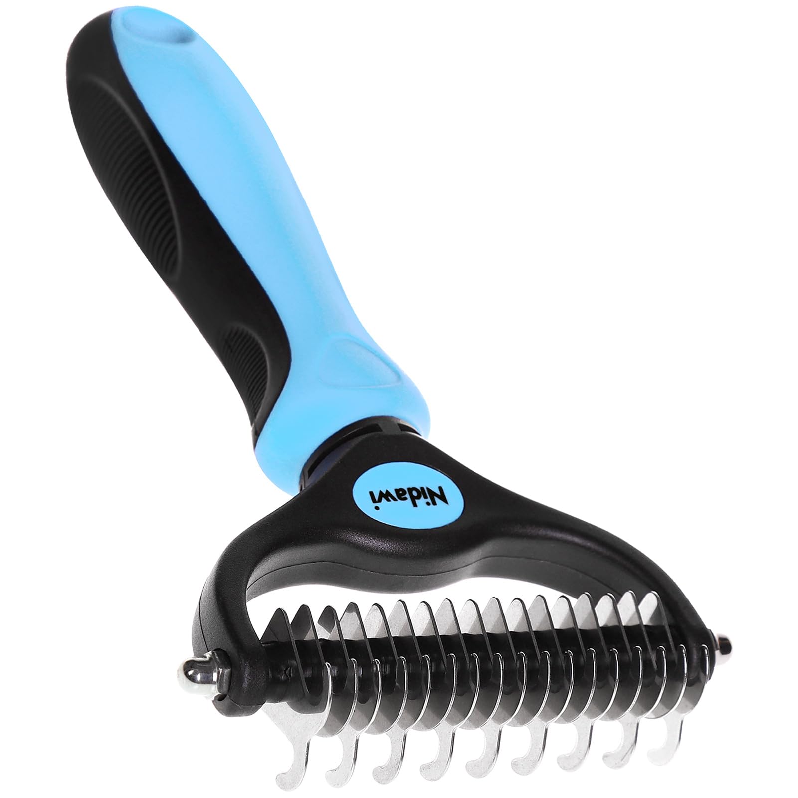Nidawi Pet Dog Grooming Brush - Double Sided Shedding & Dematting Undercoat Rake Comb for Dogs and...