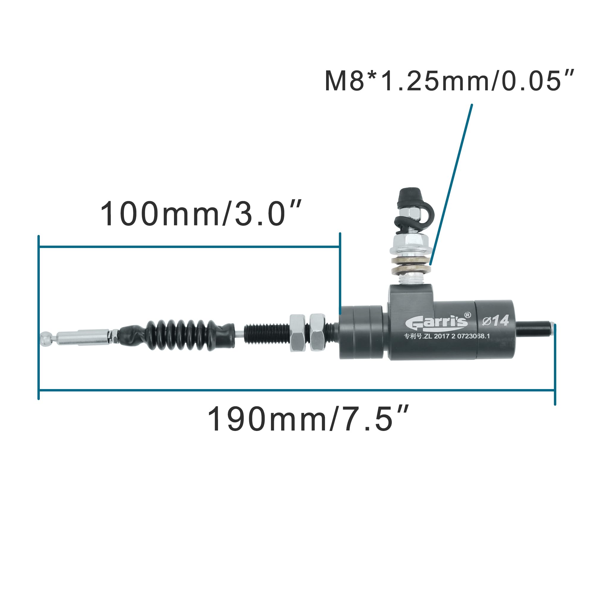 GOOFIT Pompa Frizione Idraulica Moto M8 x 1.25mm Sinistro Cilindro Alluminio CNC Universale sostituzione per YZ125 YZ250 YZ250F YZ450F WR250F WR450F Pit Bike Scooter e Ciclomotore Grigio