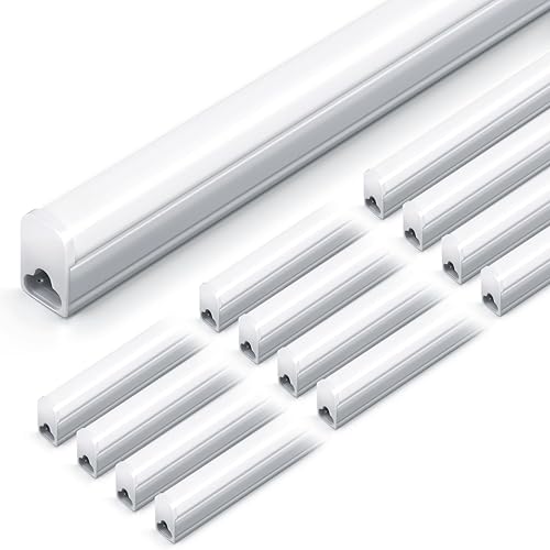 Miniatura 9 de Kihung Paquete de 8 luces para debajo del gabinete de 2 pies, 10 W, 1100 lm, 4000 K blanco frío, luz LED de tienda, luz de techo LED y lámpara de