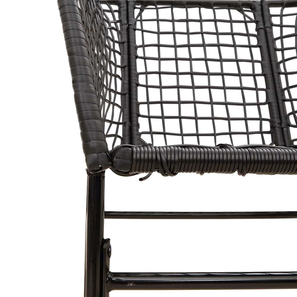 3-częściowy zestaw do jadalni, czarny, polirattan, szklany blat, na taras, balkon, do mebli outdoorowych, odporny na promieniowanie UV, łatwy w pielęgnacji