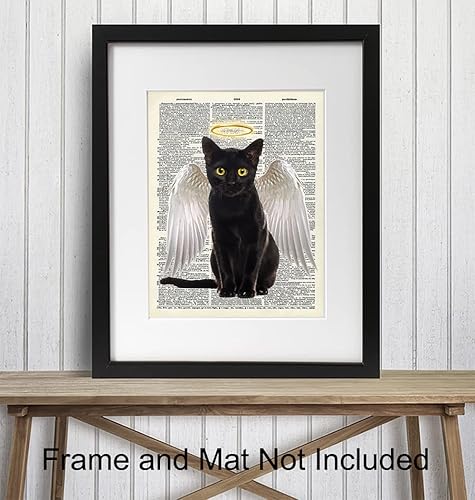 Miniatura 3 de Decoración de pared de gato negro  Impresión artística de ángel  Decoración de pared de diccionario de 8 x 10  Póster de decoración para el hogar