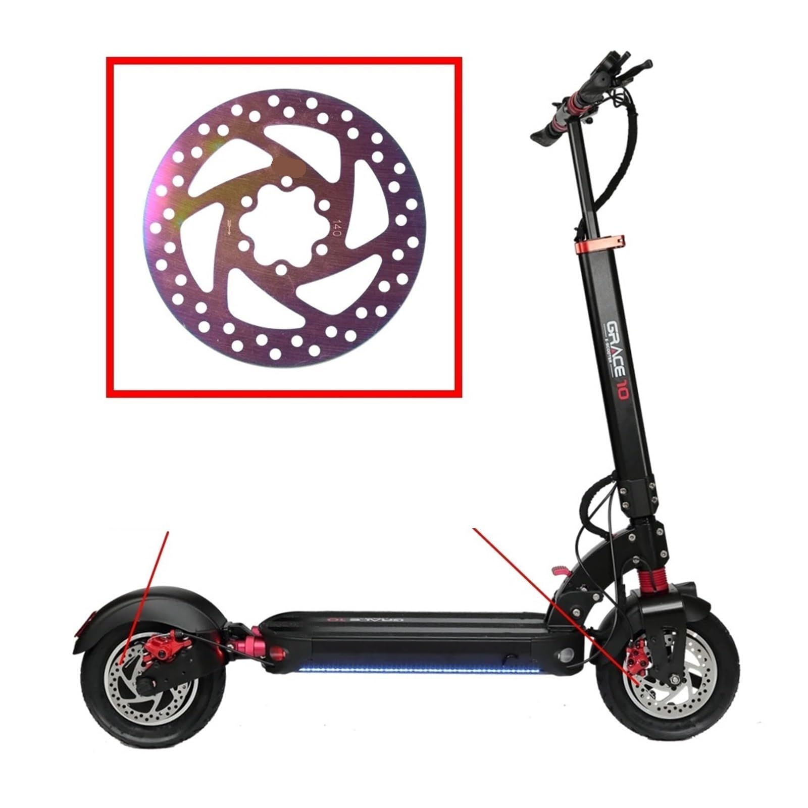 Rotore Freno a Disco Universale aggiornato da 140 mm Compatibile con Zero 10X 10 DUALTRON KAABO Mantis Ox Scooter Elettrico Freno Rinforzato(1 Piece)