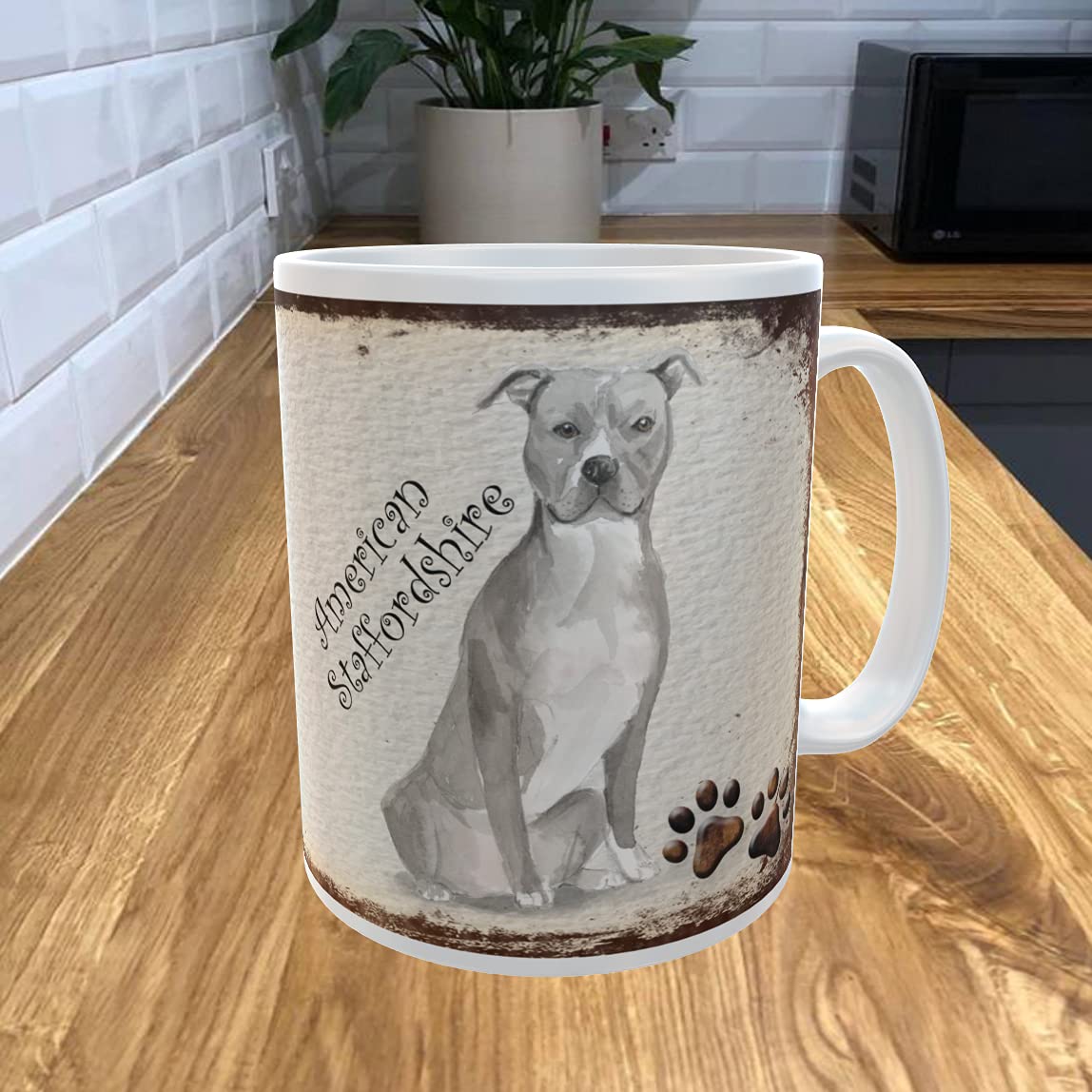 Shawprint Limited White American Staffordshire 11Oz Coffee Mug My Dog's Bedtime Prayer Theme 3Drmug