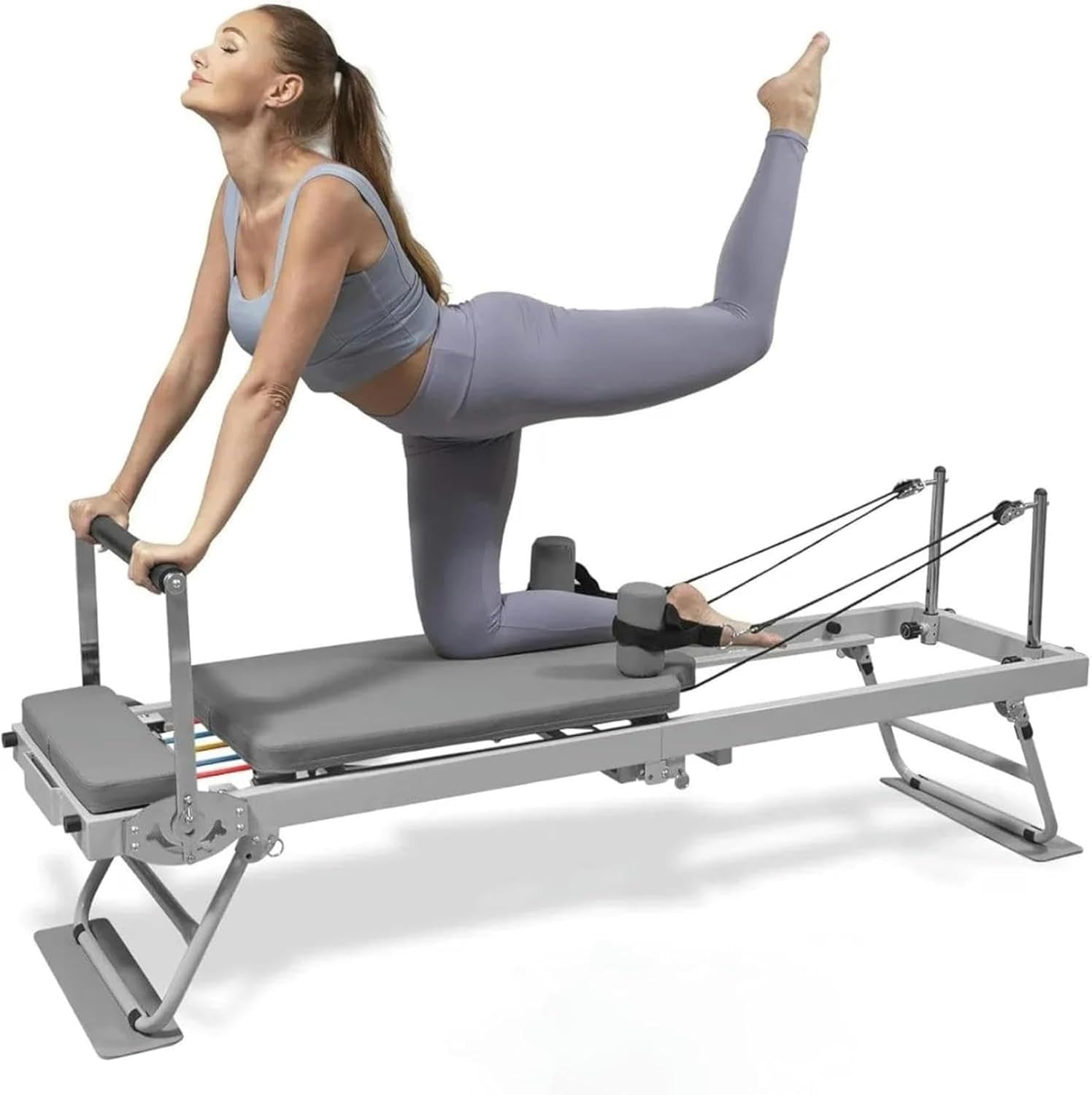 Reformer Pilates Machine, Foldable Pilates Reformer Machine for Home Workout, Pilates Exercise Equipment Suitable for Beginners and Intermediate Users