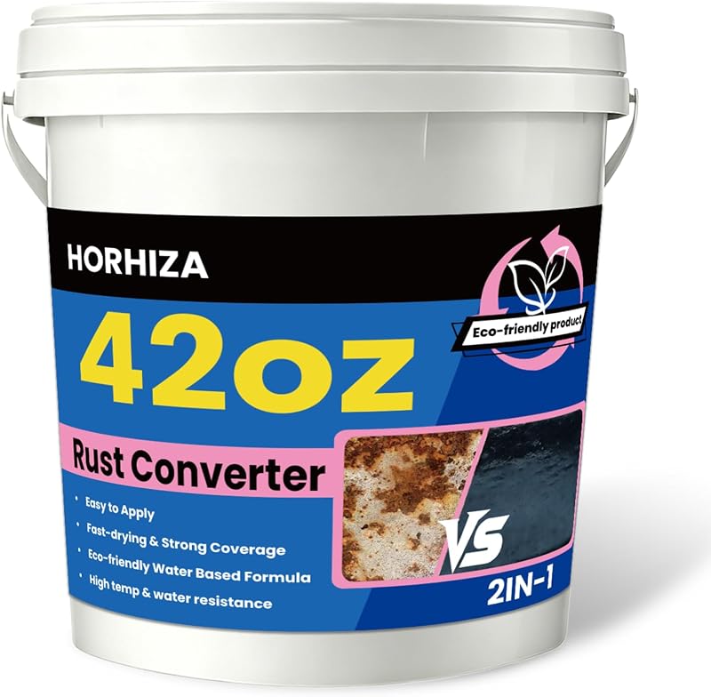 2 in 1 Black Rust Converter & Metal Primer 42 Oz | Rust Inhibitor Paint for Metal, Rust Conversion Paint, Heat-Resistant Anti Rust Coating for Car, Marine, Industrial, Chassis