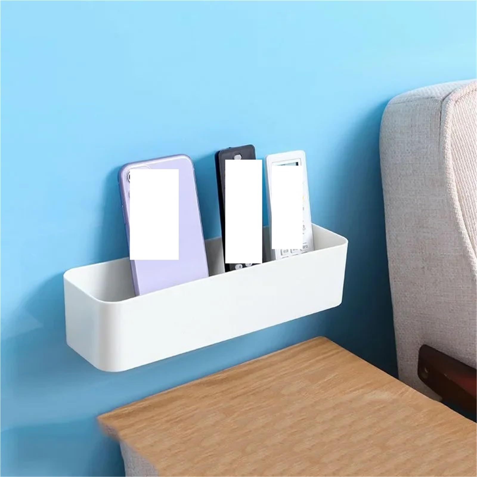 Organisateur de télécommande, boîte rangement murale, support cosmétique, mallette, fournitures d'organisation à domicile Pour Tv(White (short))