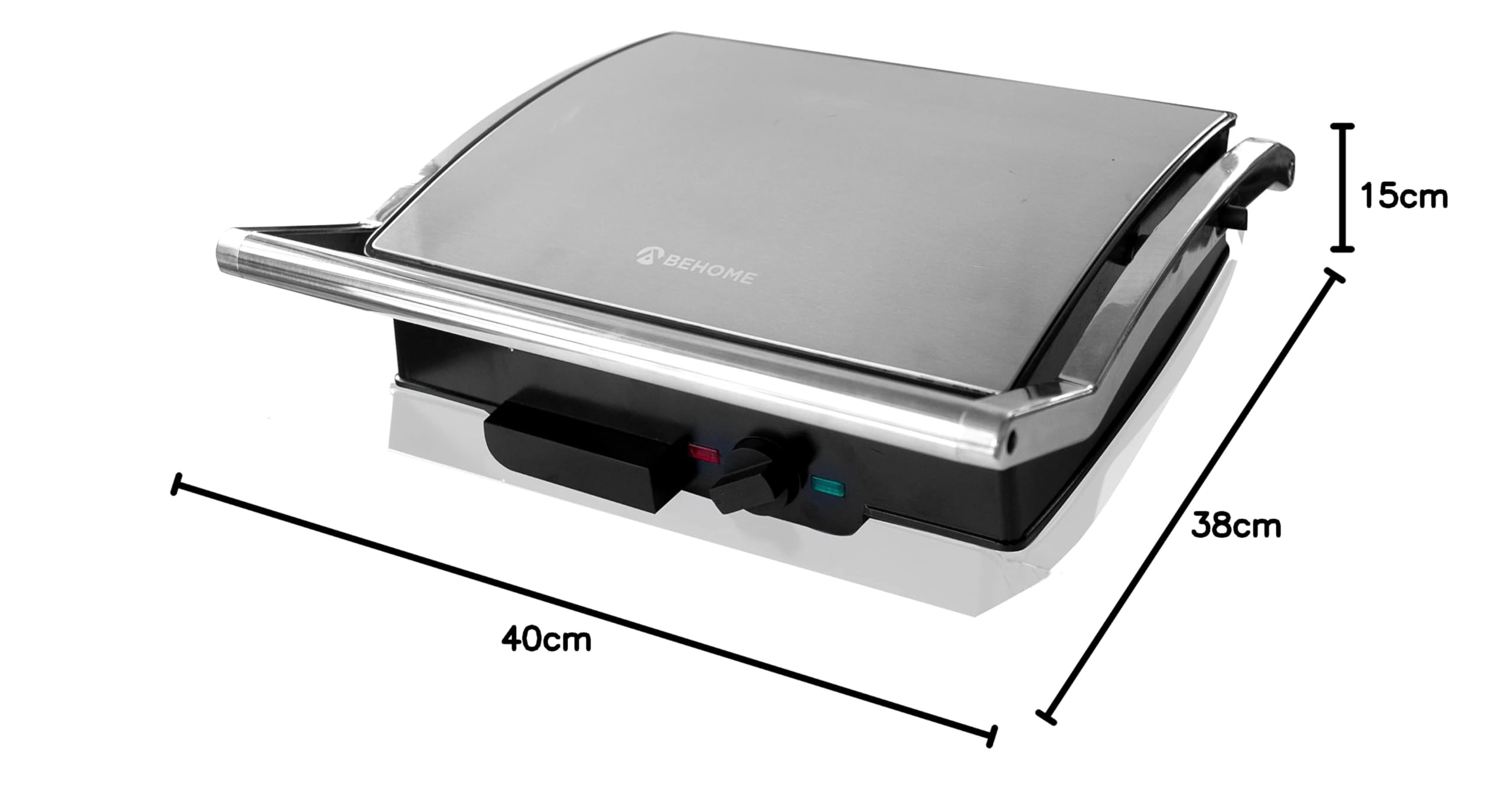BEHOME Griglia Elettrica Barbecue in Ghisa Antiaderente con Doppia Piastra 1800 Watt, Bistecchiera Elettrica Temperatura regolabile e Vaschetta raccogli grasso