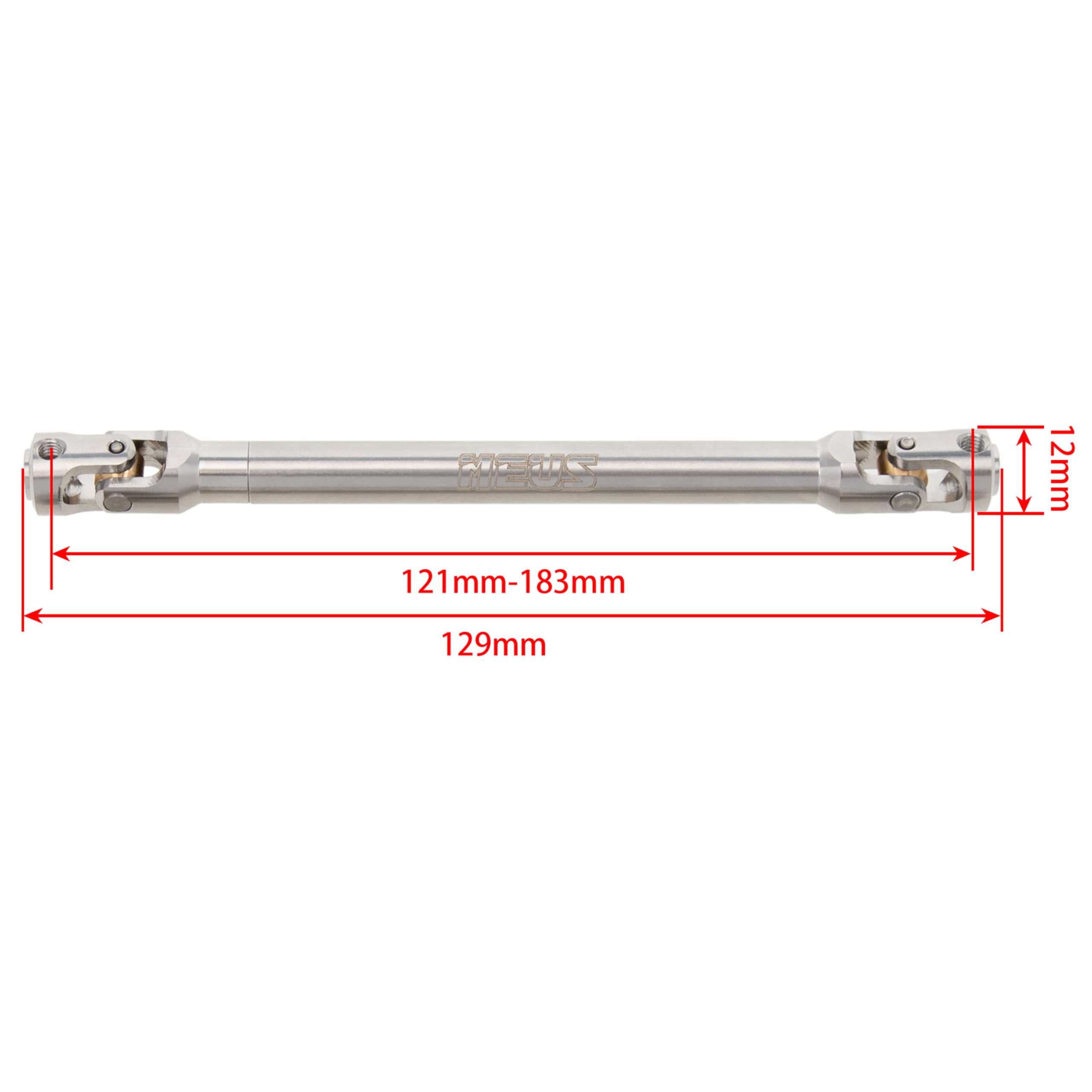 MEUS RACING 2pcs Universal Driveshaft for SCX10 SCX10 II Wraith TRX4 1/10 RC Crawler Upgrades Parts, 121-183mm