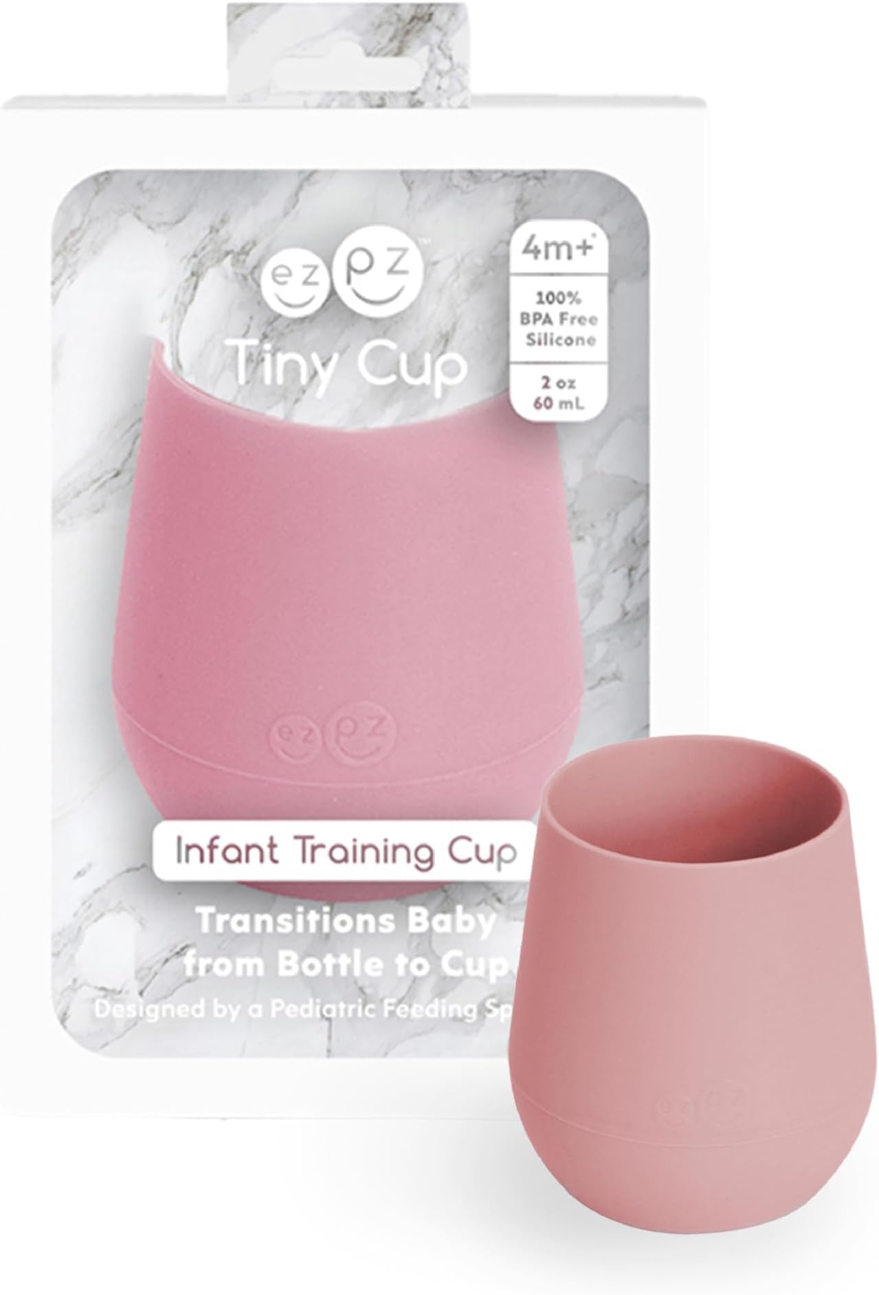 ezpz Tiny Cup (Blush) - 100% Silicone Training Cup for Infants - Designed by a Pediatric Feeding Specialist - 4 Months+ - Baby-led Weaning Gear & Baby Gift