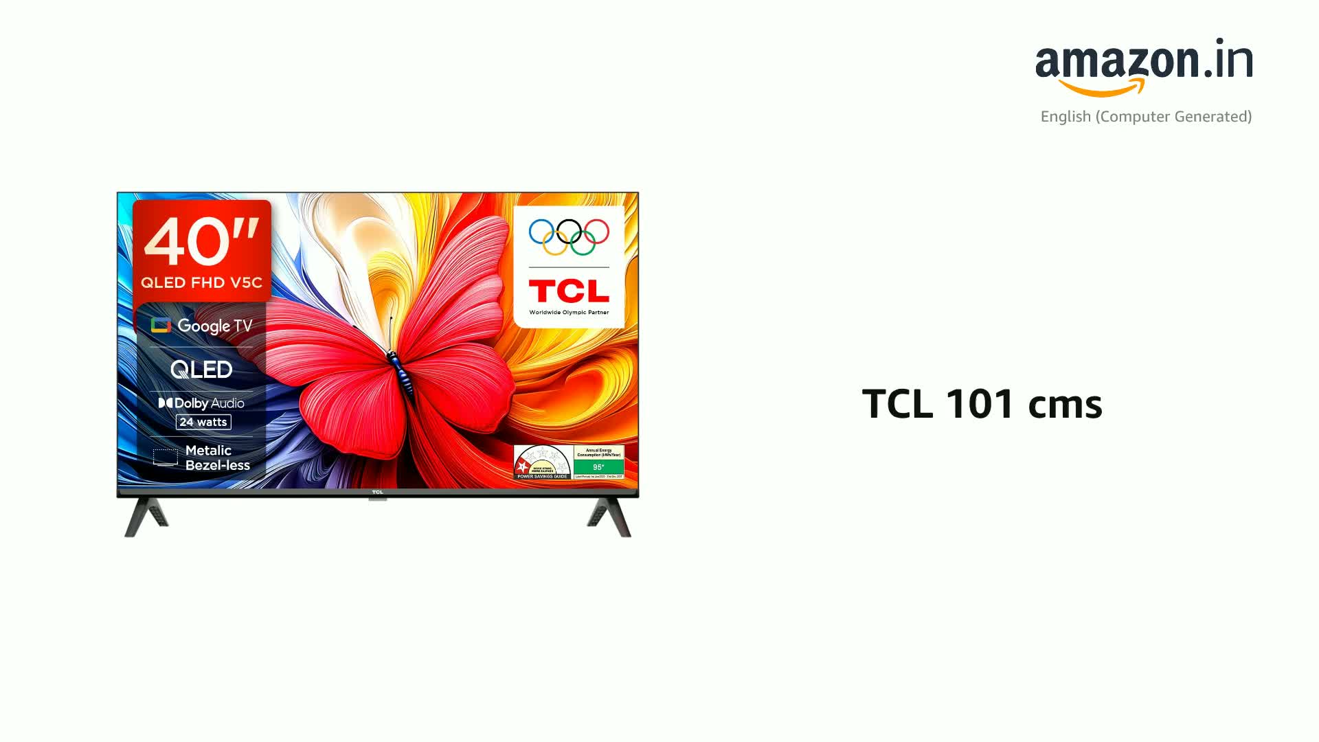 テレビ TCL 40v5c TCL 101 cms (40 inches) V5C Series Full HD Smart QLED TV Google TV