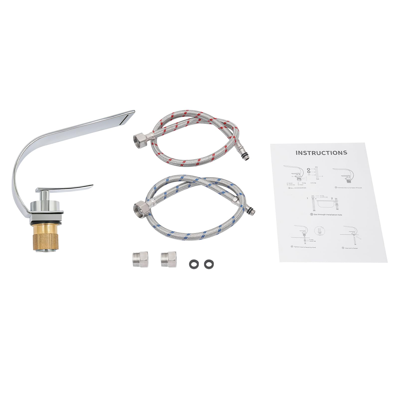 Grifo de baño con cascada, moderno grifo de acero inoxidable, grifo de lavabo con monomando, grifos para agua fría y caliente (plata)