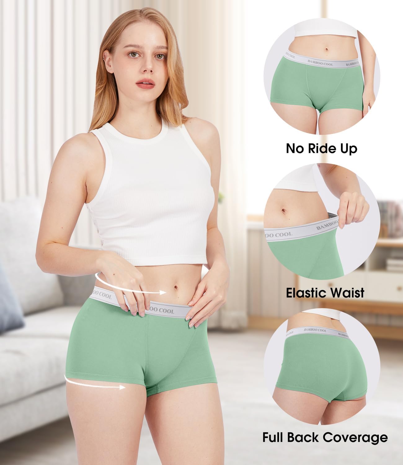 BAMBOO COOL Womens Bamboo Boxer Briefs Underwear Soft Stretch Boy Shorts Panties for Women - Image 5