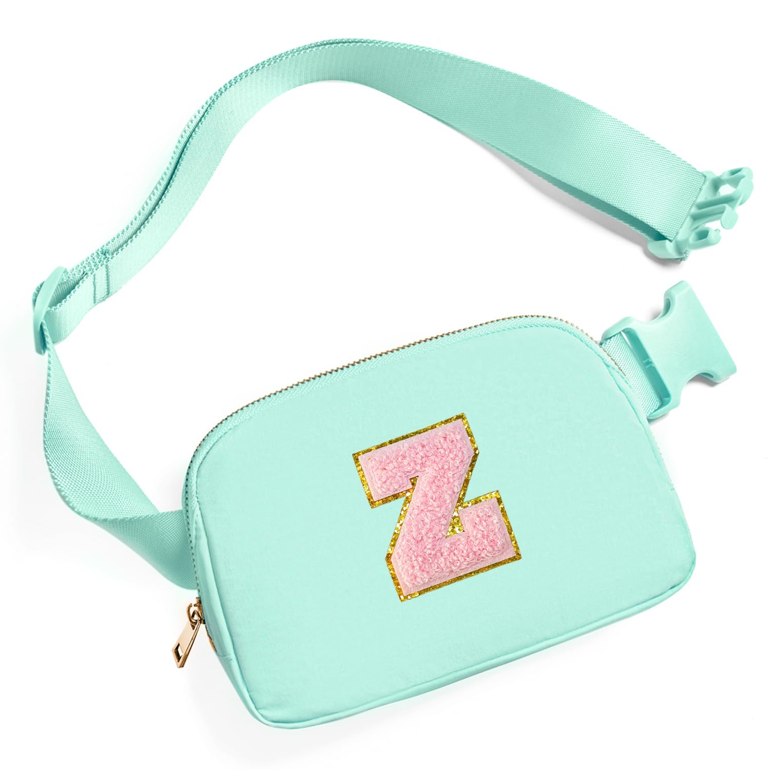 Gitus Gifts for 7 8 9 10 11 Year Old Girls Belt Bag Fanny Pack Crossbody Bags with Initial Letter Patch Birthday Gifts for Daughter Sister Friends Teen girls (Mint Green-Z)