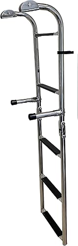 Miniatura 6 de classAcustoms 77090402 Escalera plegable para barco de 5 escalones Acero inoxidable Escalera para barco de esquí Escalera para pontón 2 + 3