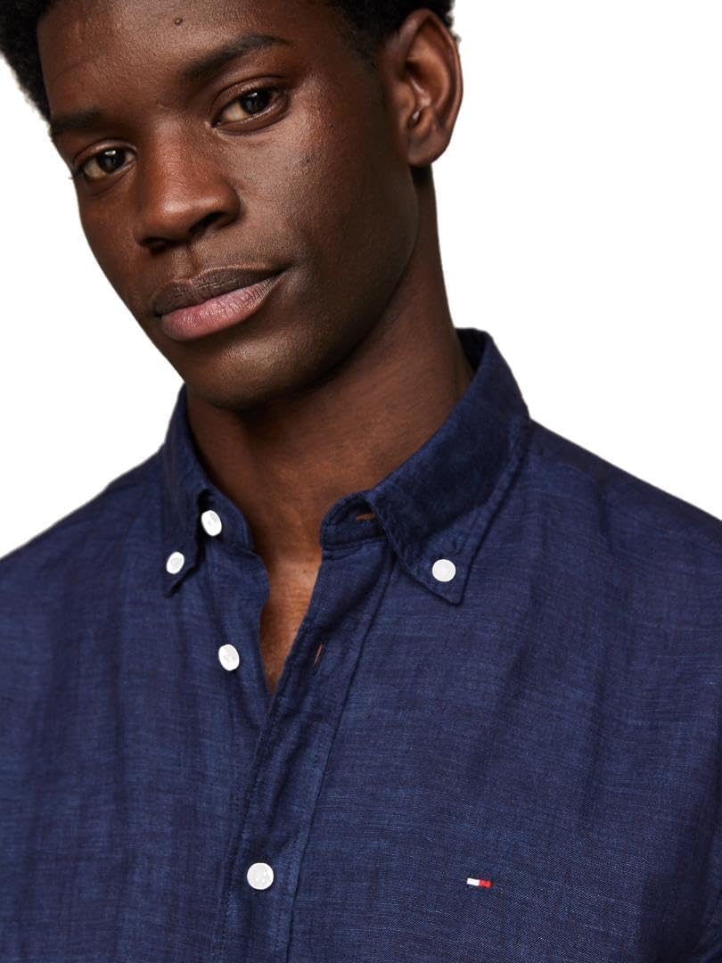 Tommy Hilfiger Mens Short Sleeve Casual Linen Button Down Shirts in Regular Fit - Image 2