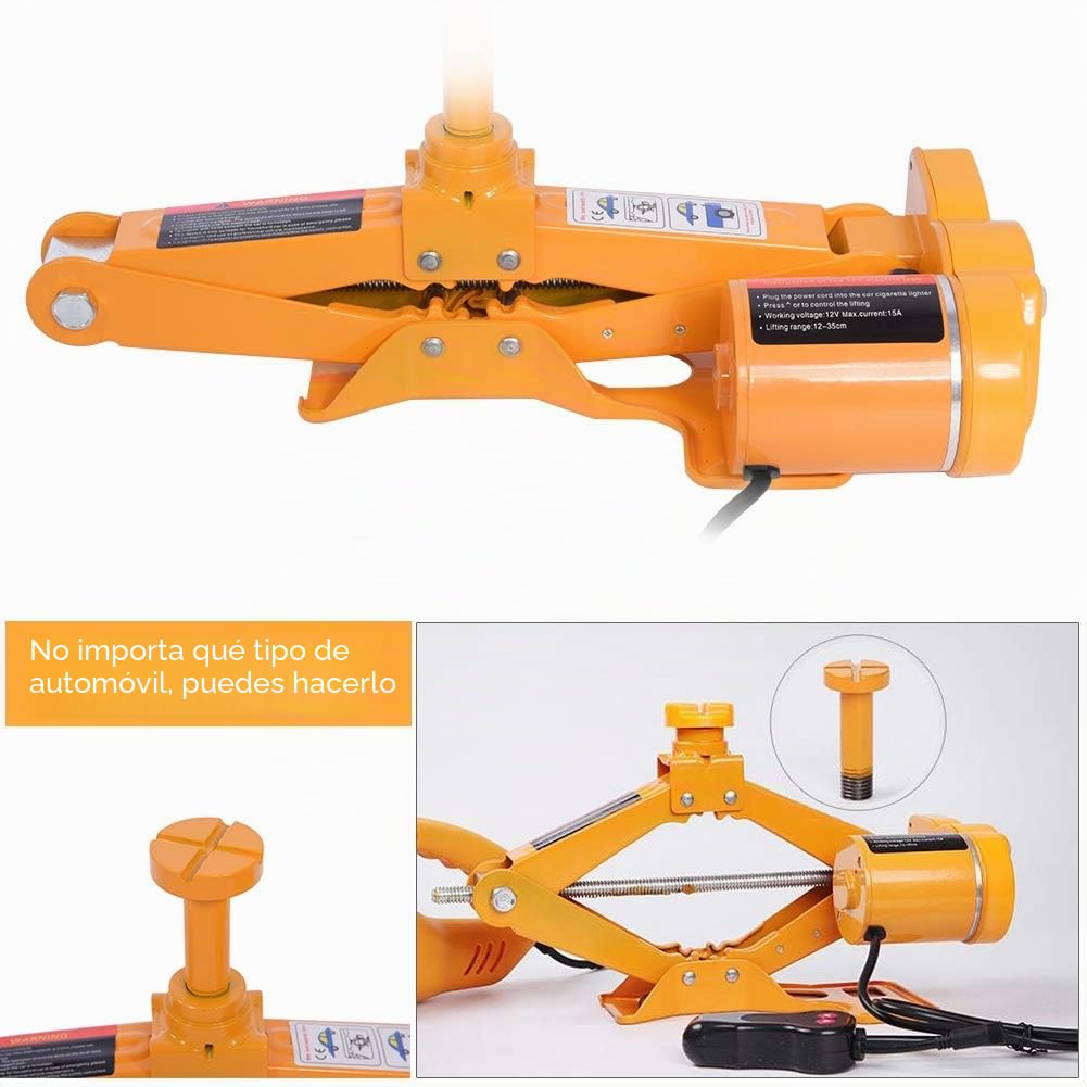 Gato hidráulico eléctrico 3T, DC 12 V, gato de tijera eléctrico con control, gato hidráulico portátil de 3 toneladas para SUV, furgonetas, garaje y equipo de emergencia, cambio de neumáticos de