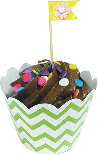 AllyDrew Envolturas para cupcakes Chevron de tamaño estándar (juego de 20), color verde