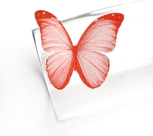 Miniatura 4 de Un juego de 60 piezas de papel de oblea, cupcakes de mariposa, decoración para hornear, festival de boda, postre, decoración de alimentos (rojo)