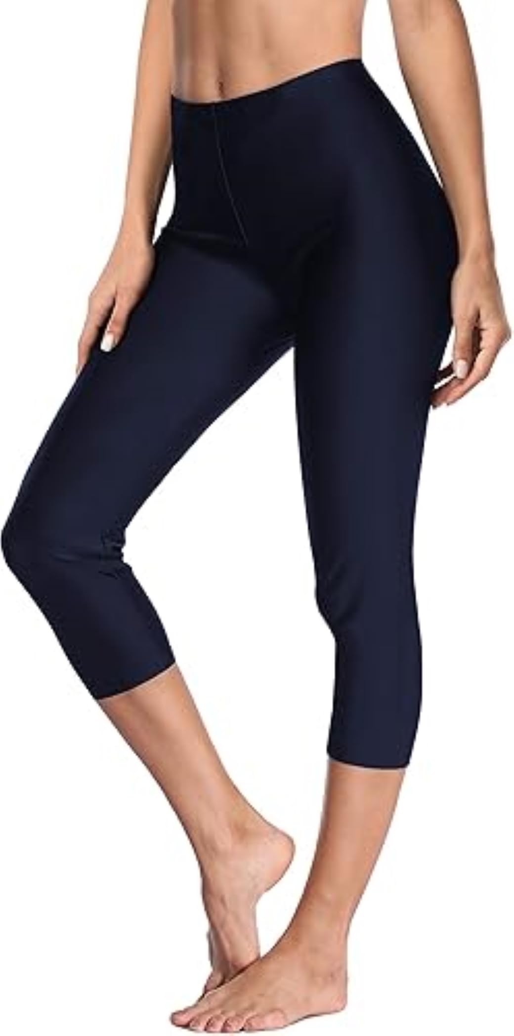 Spandex Women's Leggings Capri Solid Skinny Fit | Stylish & Comfortable Leggings Attractive Design, Multi-Purpose, Long-Lasting | Ideal for Casual Outings - Navy Blue-image-10