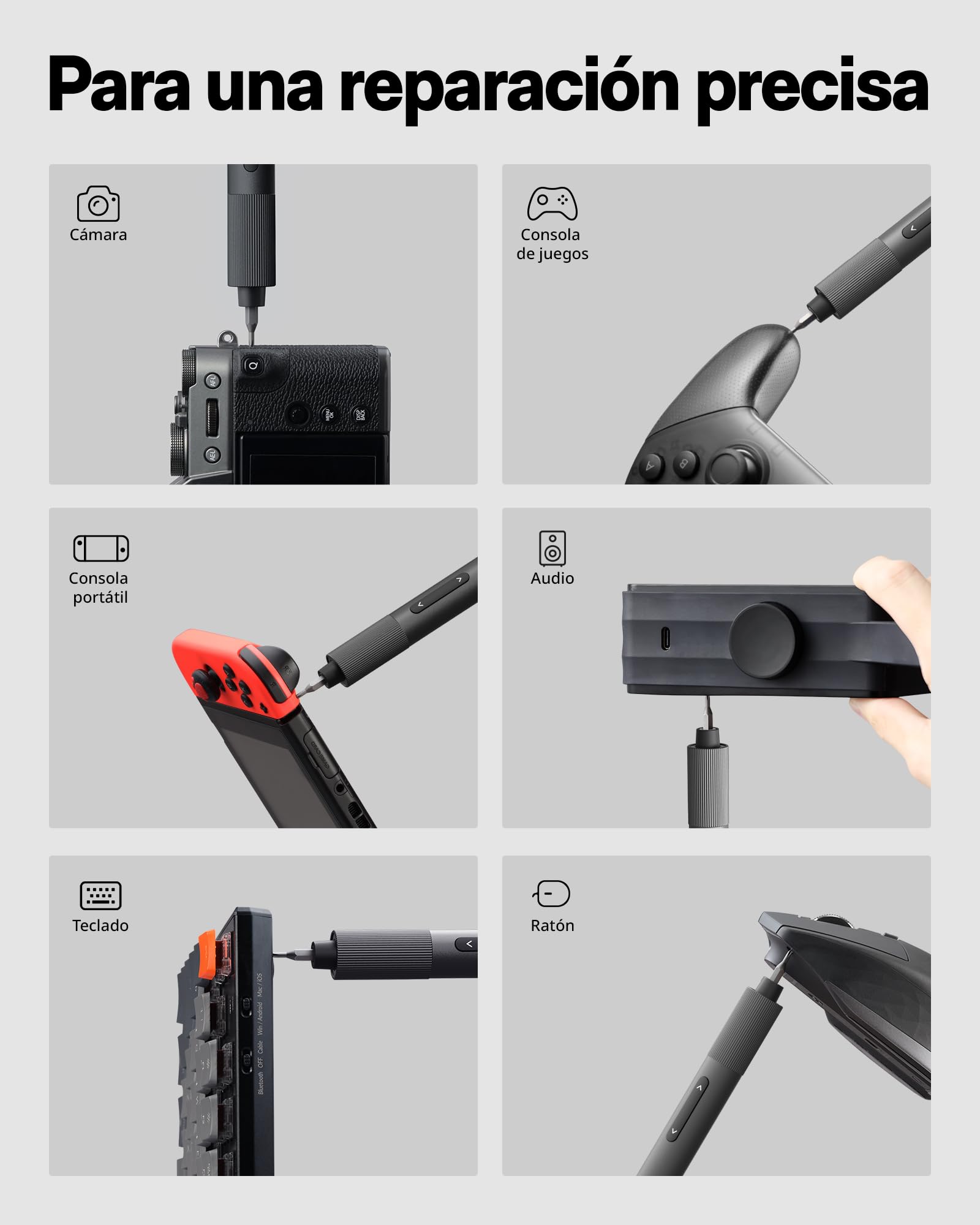 HOTO Destornillador Eléctrico Mini 25 en 1, Kit 3.7V Precisión, Recargable USB-C, Herramienta Magnética Compacta para Teléfono, Portátil, Cámara, Bricolaje y Reparación Electrónica