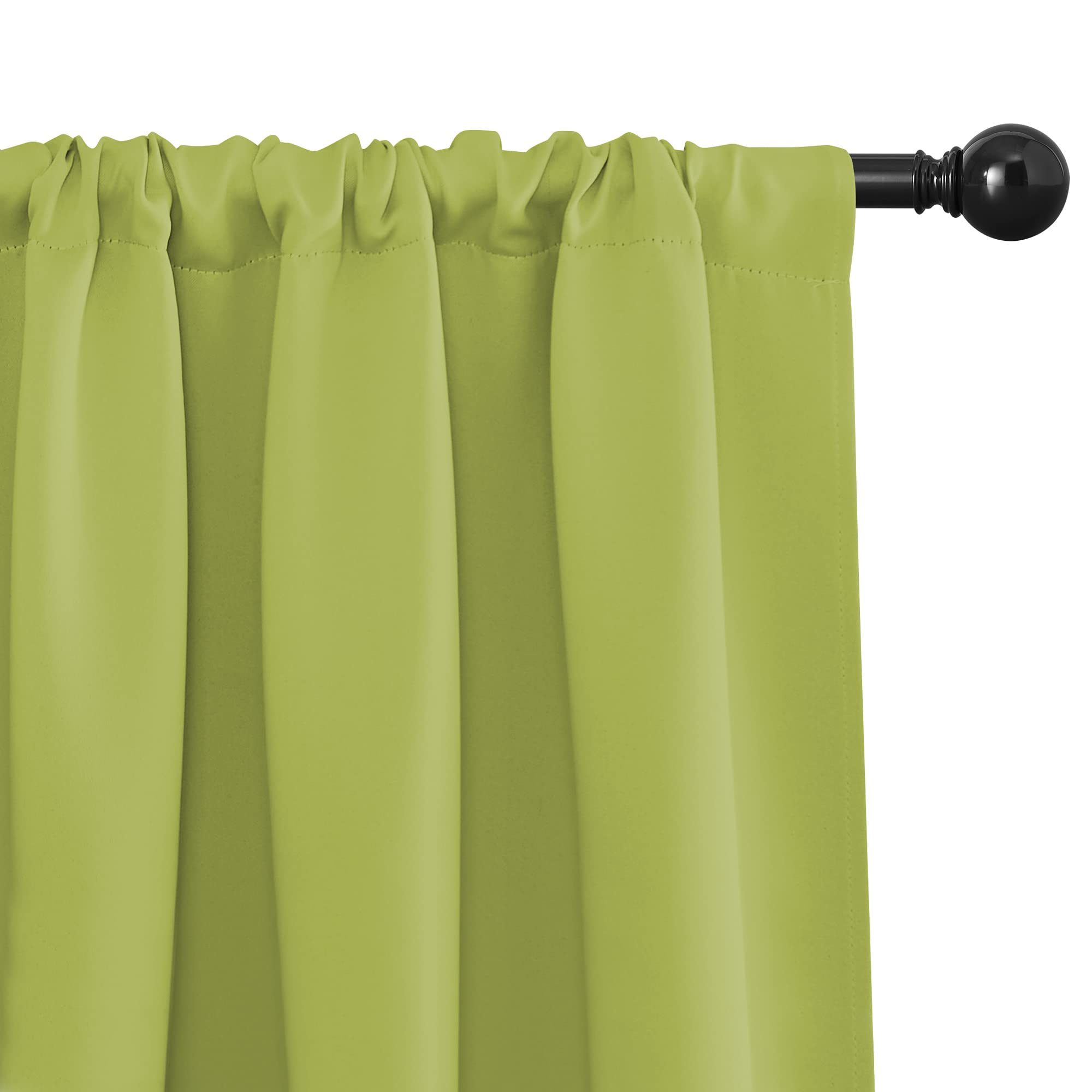 NICETOWN 2 Panels Blackout Curtains 42 x 45 in Fresh Green with Single Curtain Rod 48-86 inch