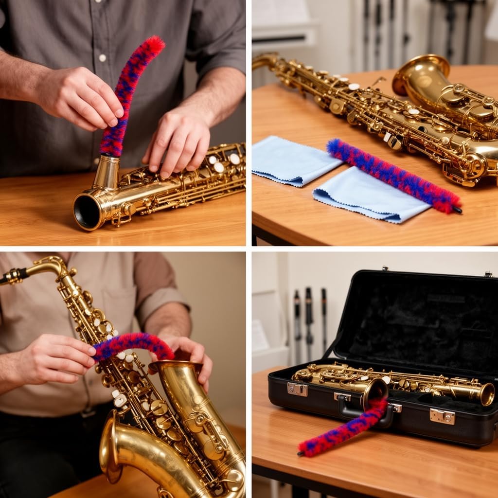 ZJchao Saxophone Bend Neck Cleaning Rod, 11.22 In Length 1.18in Diameter Sax Neck Cleaner Saxofono Maintain Care Tool for Cleaning of Thorough Parts Inside the Sax Bend Neck