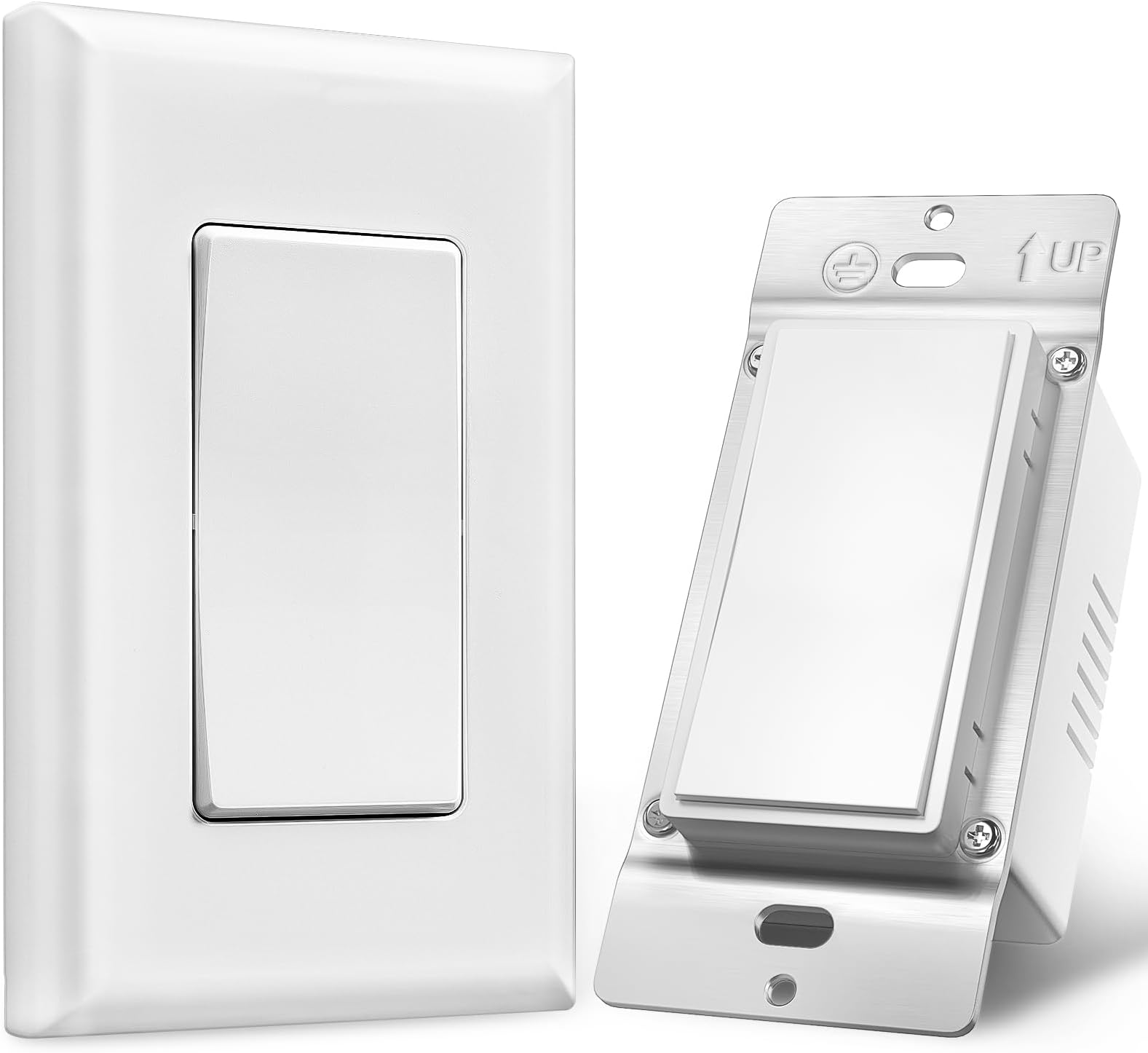 SURAIELEC 3 Way Wireless Light Switch, Neutral Wire Required, Grounding, 15A High Power, 100ft Range, No Wiring No WiFi, Expandable Remote Control Light Switches for Lamp, Ceiling Light, Fan