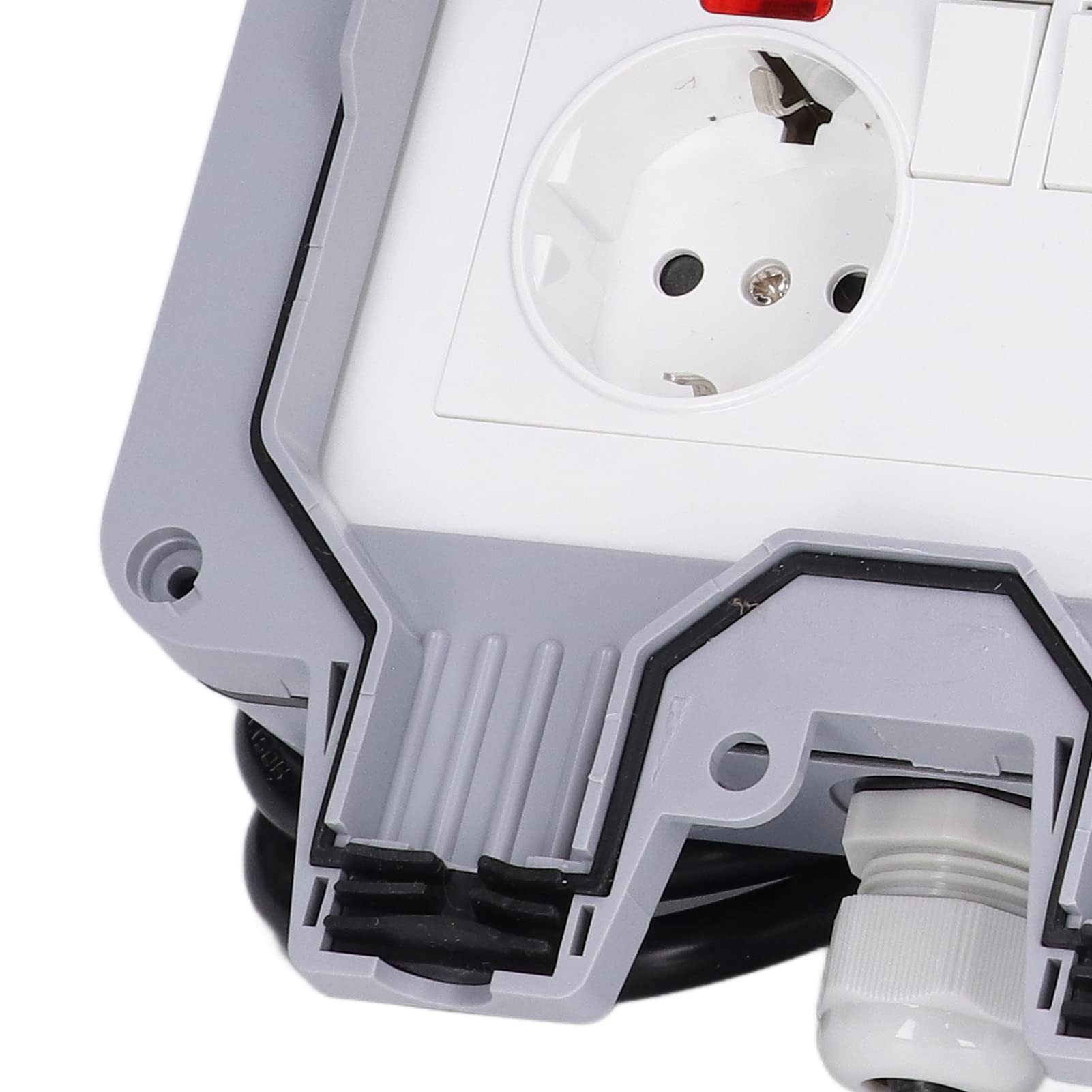 KIMISS Gniazdo Zewnętrzne Podwójne Europejskie Gniazdko Elektryczne IP66 Wodoodporne Gniazdo ścienne 16 A z Przewodem do Bezpiecznego Użytku w Ogrodzie, Garażu i Parku