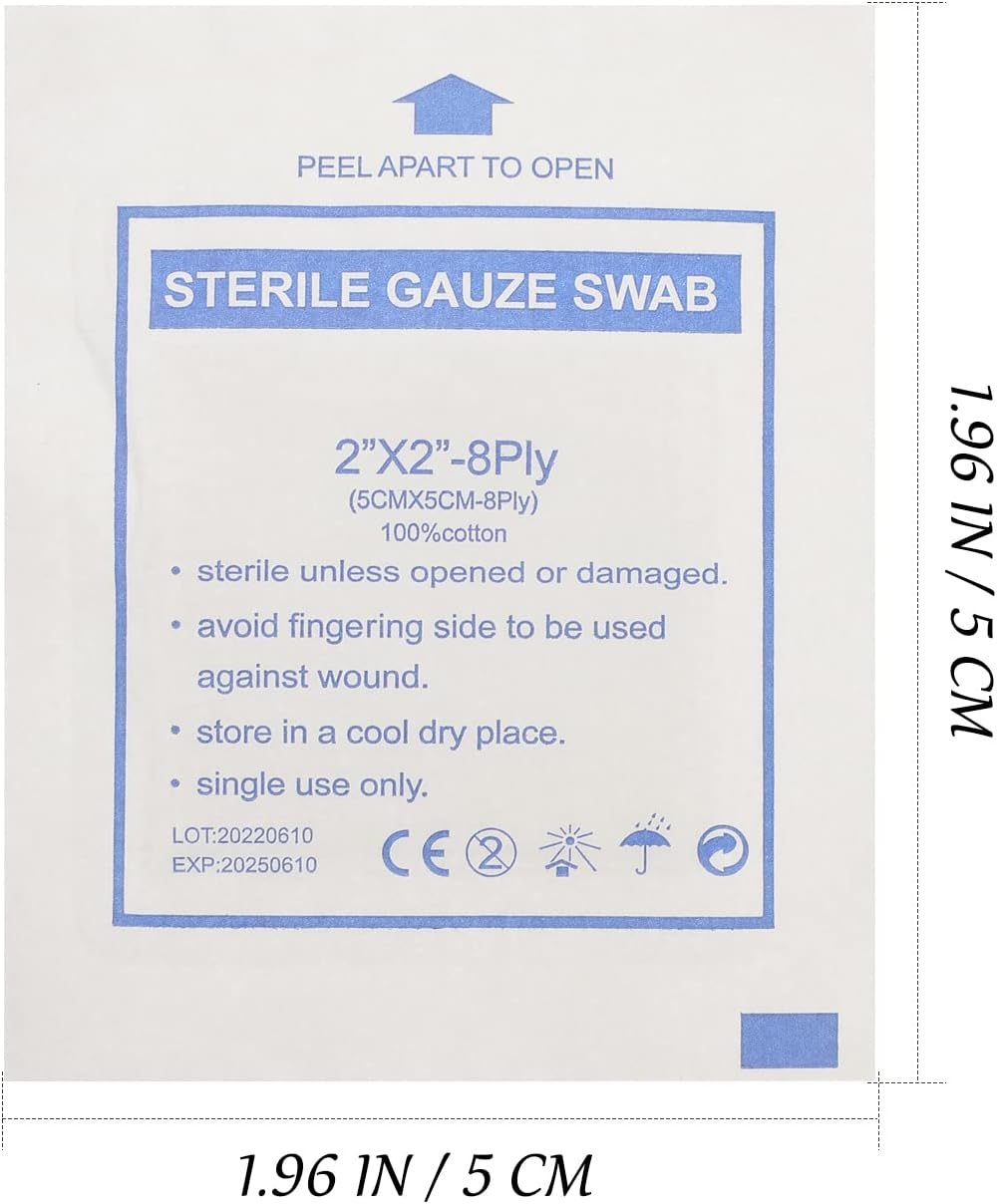 Healifty 30pcs 5cm x 5cm Non Woven Cotton Gauze Pads Sterile Dressings for Home Outdoor - Image 3