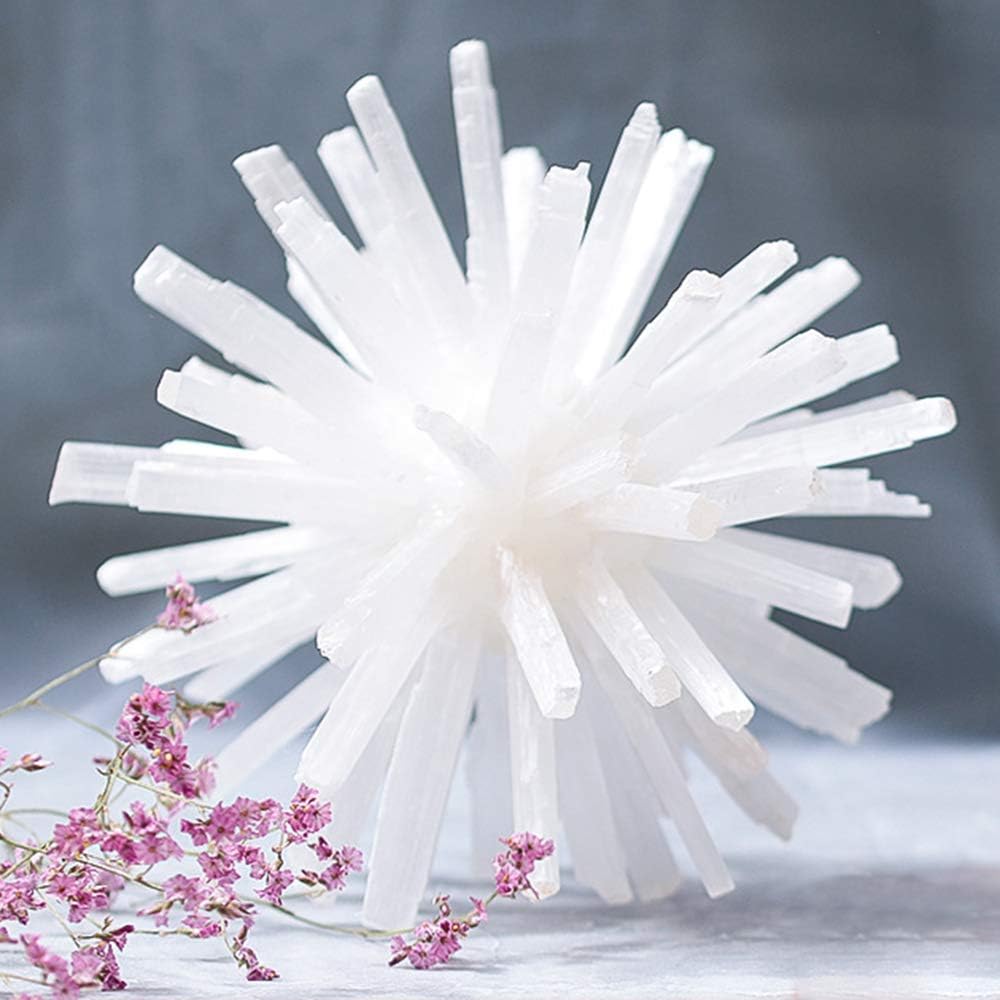 Pretty!!! Natural White Selenite Flower Ball Splice Quartz Crystal Flower Healing Chakra Mineral Crafts Home Decoration (160 * 160mm)