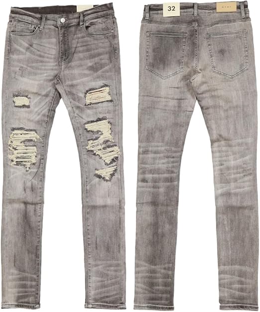 Amazon | [ミニマル] デニム スキニーパンツ メンズ 32inch グレー 129