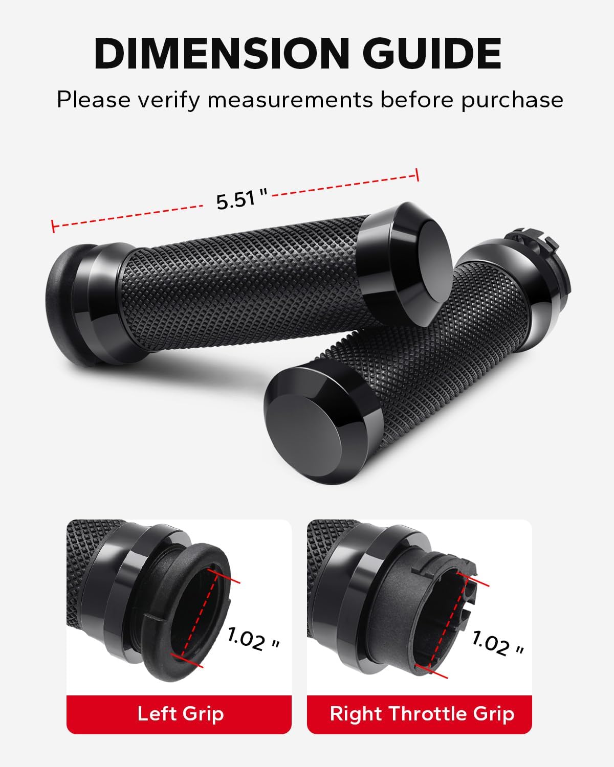 Amazicha 1inch Handlebar Grips, Cable Throttle Control Hand Grips Fit for Harley ’96-’07 Touring, ’96-Later XL, ’02-’17 VRSC, ’08-’13 XR, ’96-’17 Dyna (Except FXDLS)
